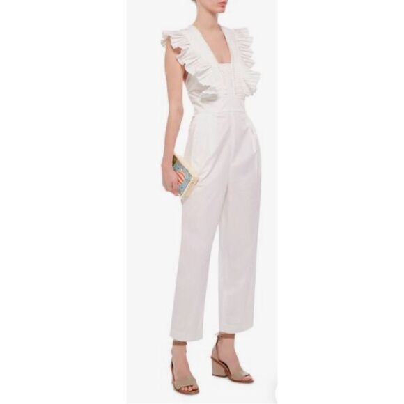 Tibi crisp White Ruffled Jumpsuit - Picture 1 of 12